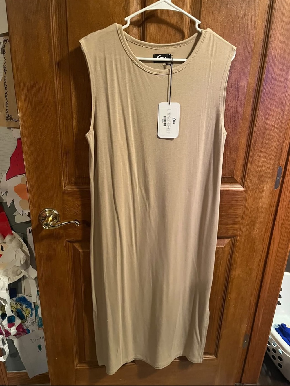 ZYIA Taupe Sleeveless Midi Tank Dress